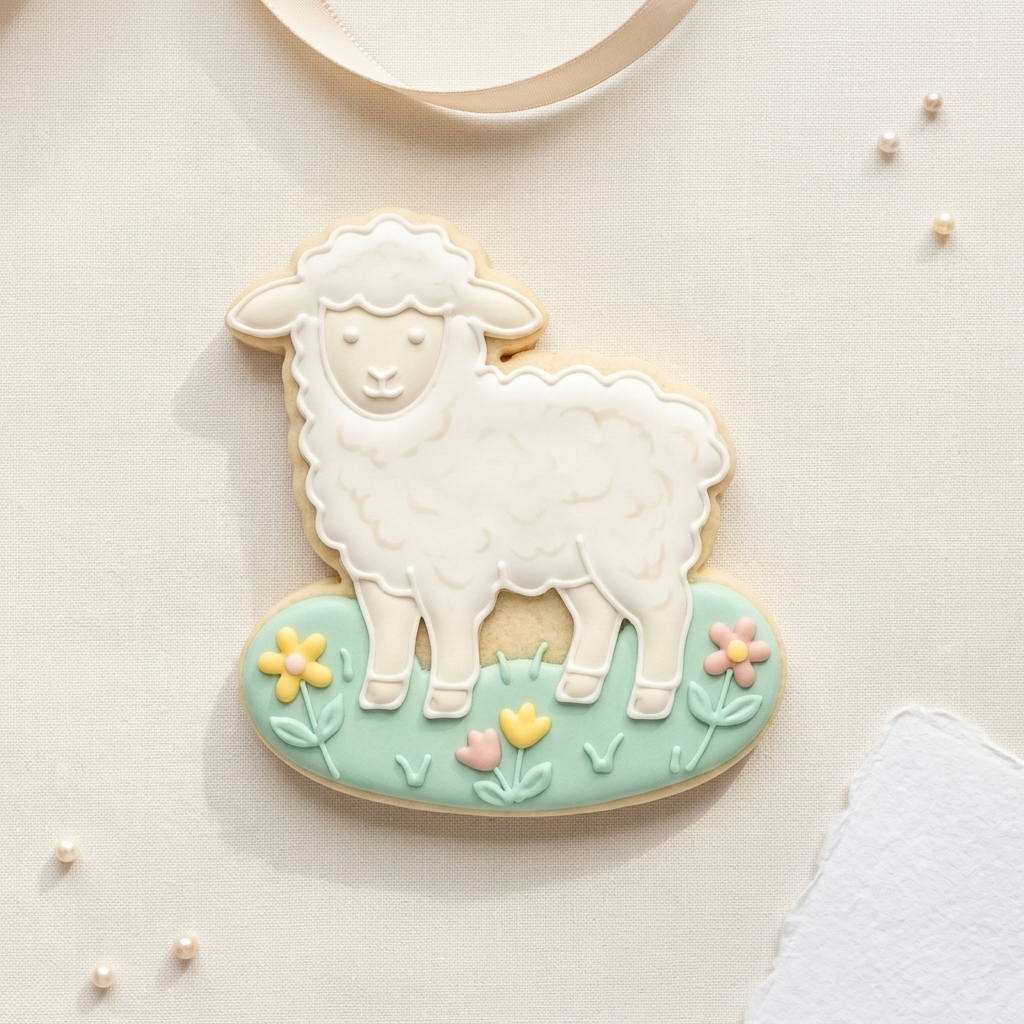 Spring Lamb Meadow Cookie Cutter, 3D Printed Baby Shower Cutter