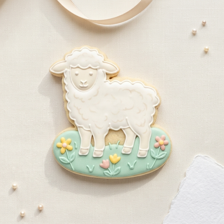 Spring Lamb Meadow Cookie Cutter, 3D Printed Baby Shower Cutter