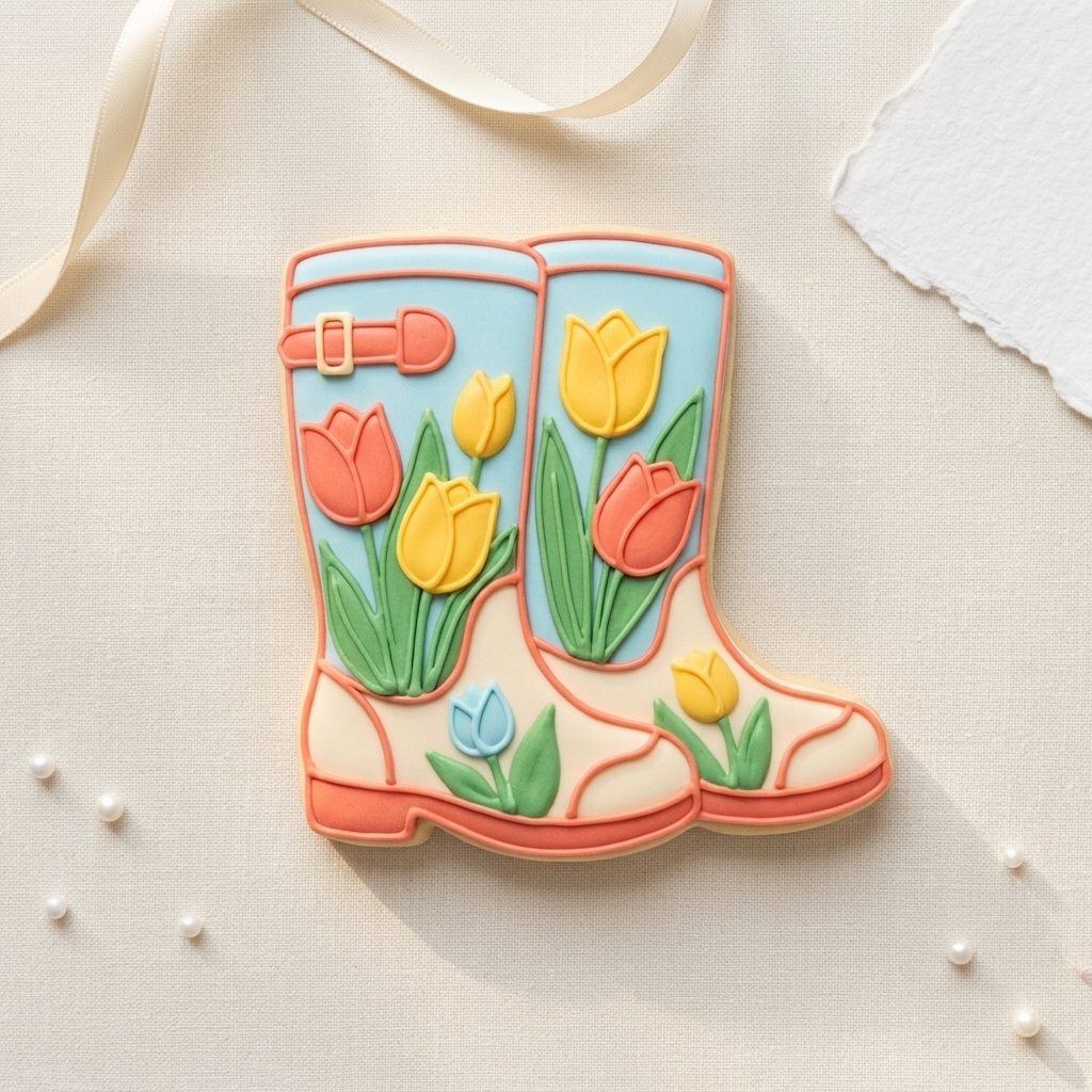 Tulip Rain Boot Pair Cookie Cutter, 3D Printed Family Gift Cutter