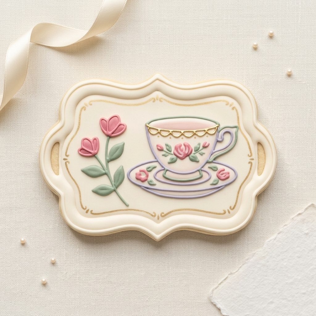 Grandma Tea Tray Cookie Cutter, 3D Printed Family Gift Cutter