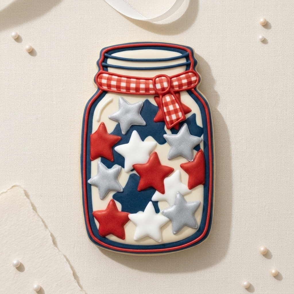 Patriotic Mason Jar Cookie Cutter, 3D Printed Patriotic Cutter