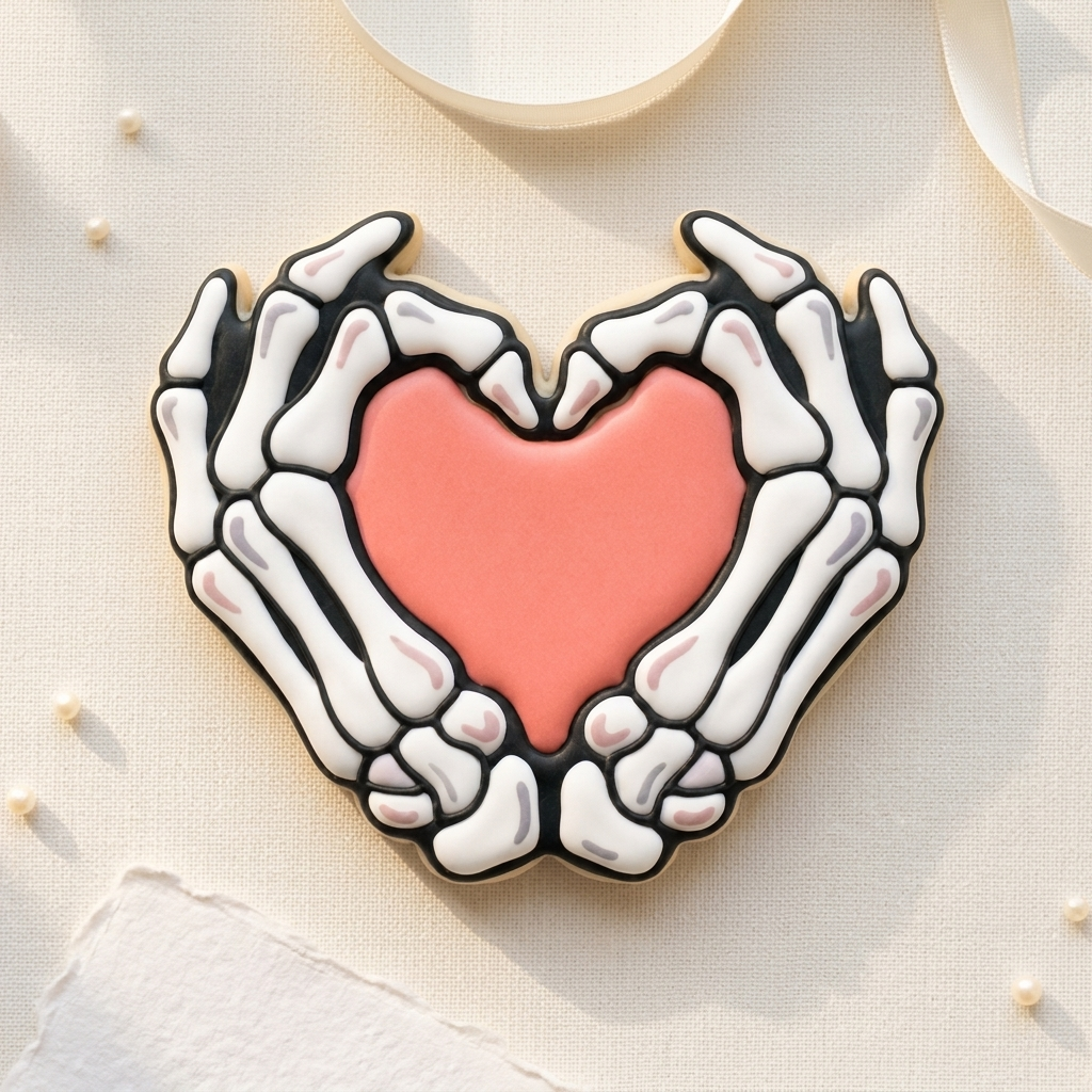 Skeleton Hand Heart Cookie Cutter, 3D Printed Halloween Cutter