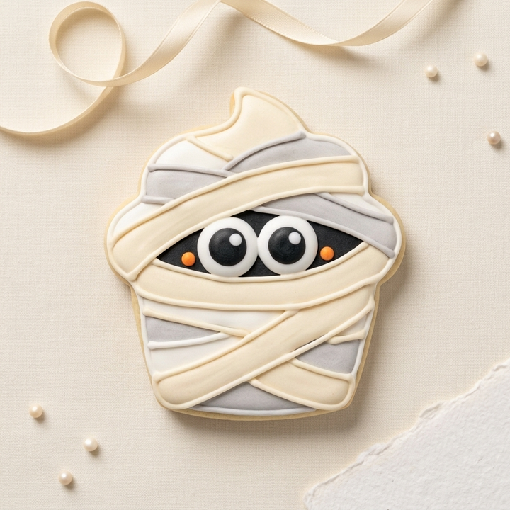 Friendly Mummy Cupcake Cookie Cutter, 3D Printed Halloween Cutter