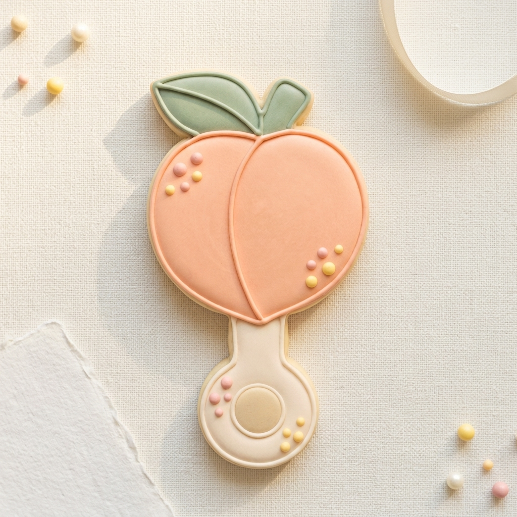 Little Peach Baby Rattle Cookie Cutter, 3D Printed Baby Shower Cutter