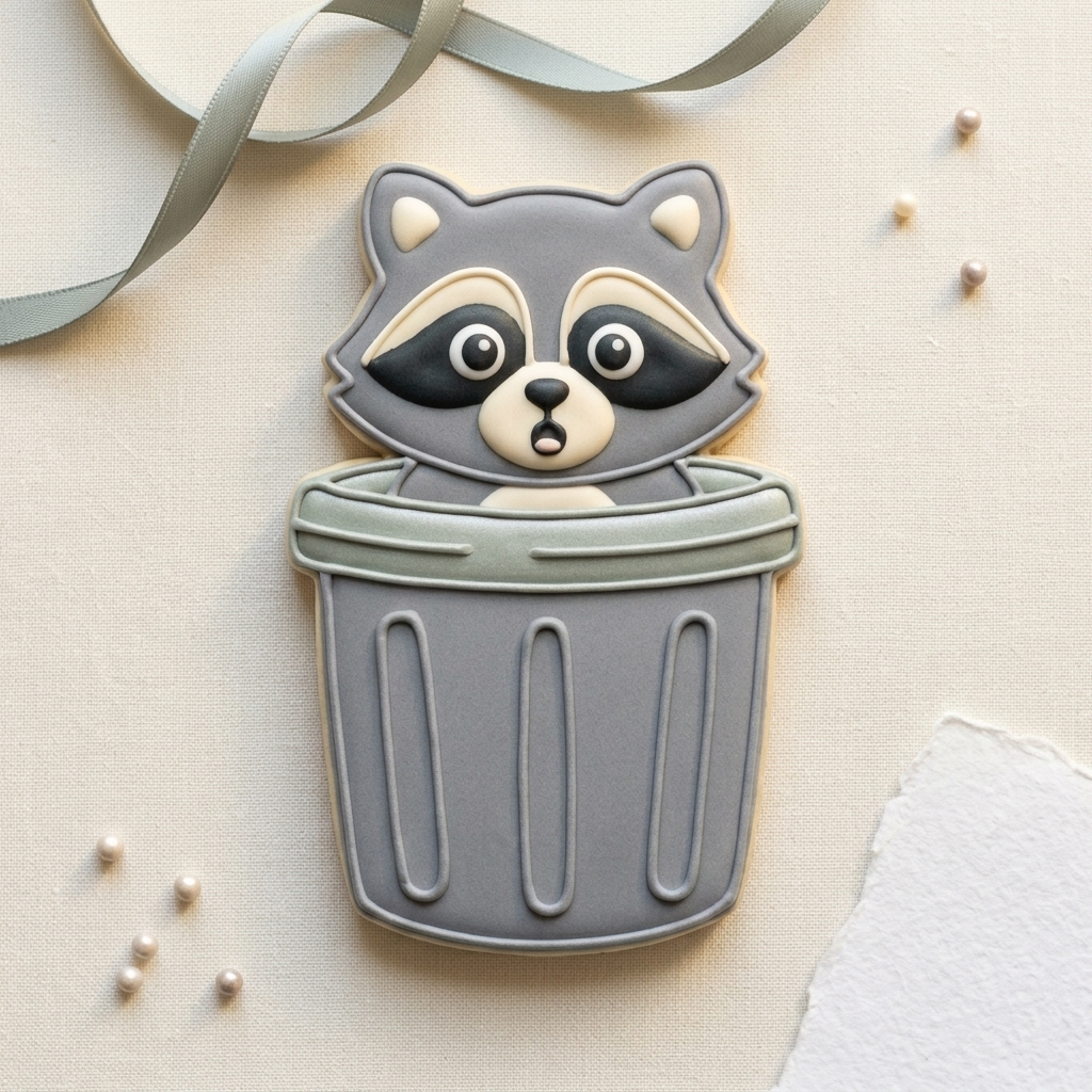 Raccoon Trash Can Cookie Cutter, 3D Printed Birthday Party Cutter
