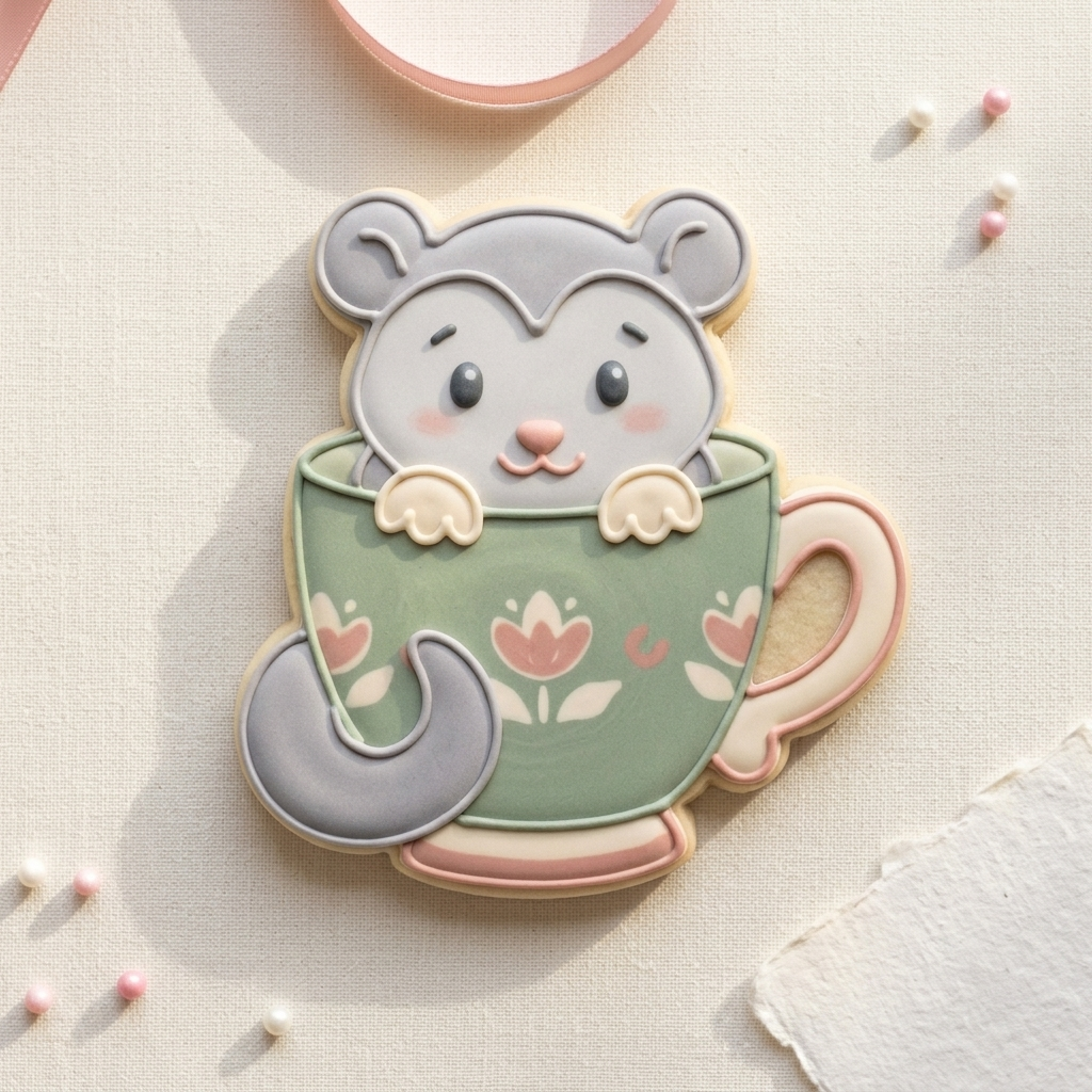 Possum in Teacup Cookie Cutter, 3D Printed Animals Cutter