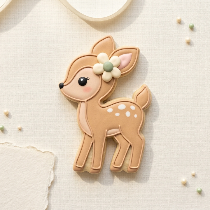 Deer Fawn Flower Cookie Cutter, 3D Printed Baby Shower Cutter