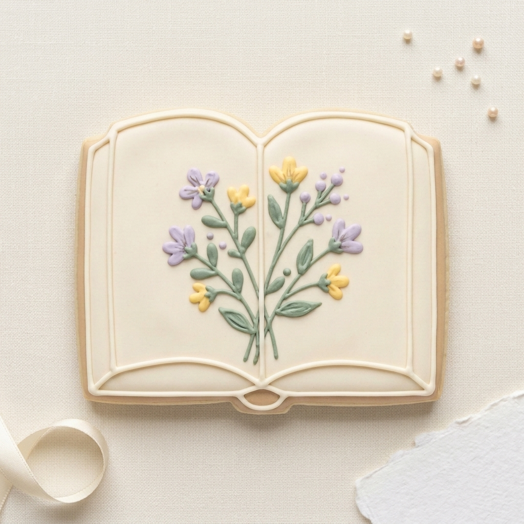 Open Book with Flower Cookie Cutter, 3D Printed Food Theme Cutter