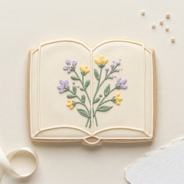 Open Book with Flower Cookie Cutter, 3D Printed Food Theme Cutter