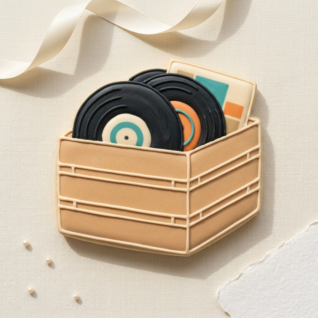 Vinyl Record Crate Cookie Cutter, 3D Printed Birthday Party Cutter