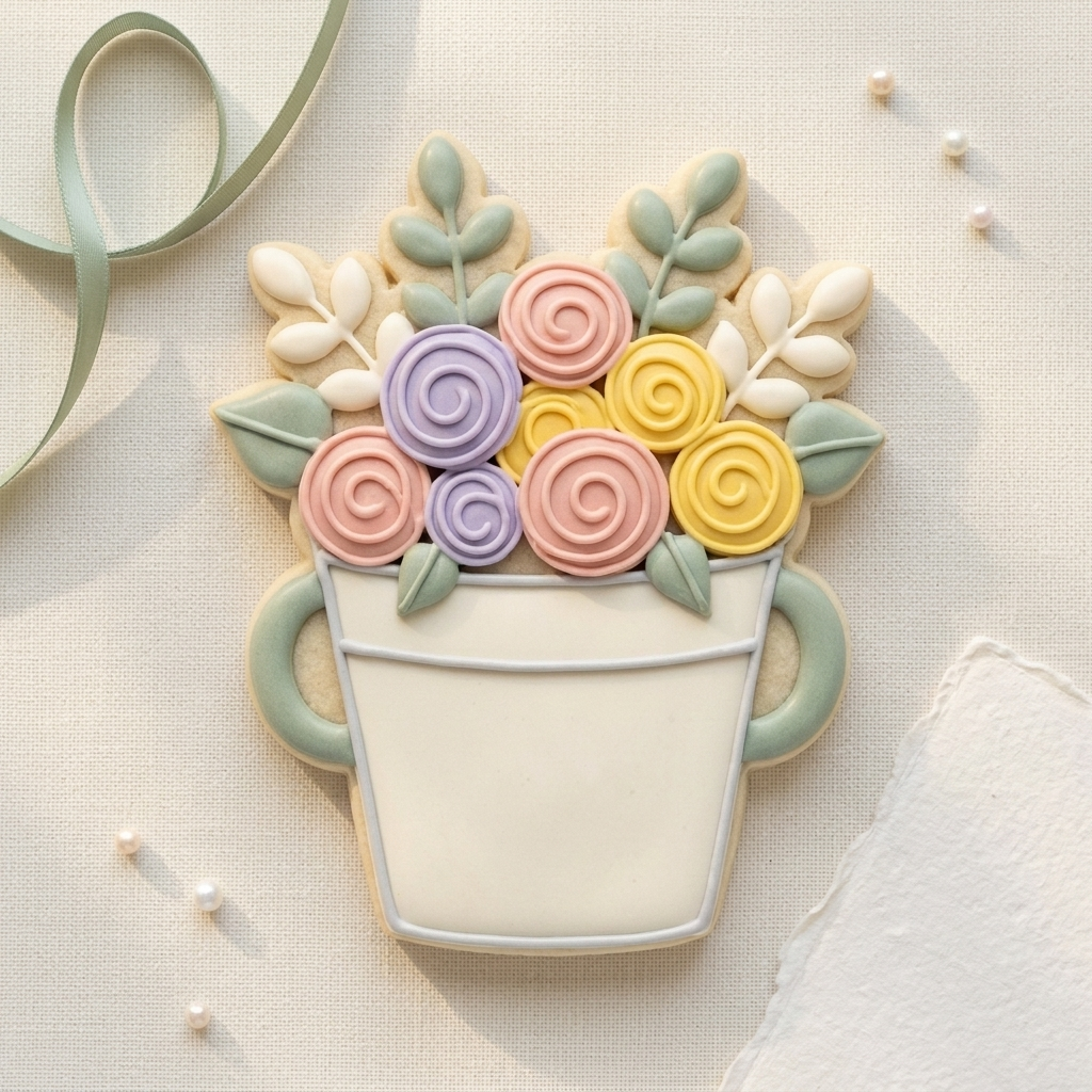 Florist Bouquet Bucket Cookie Cutter, 3D Printed Family Gift Cutter