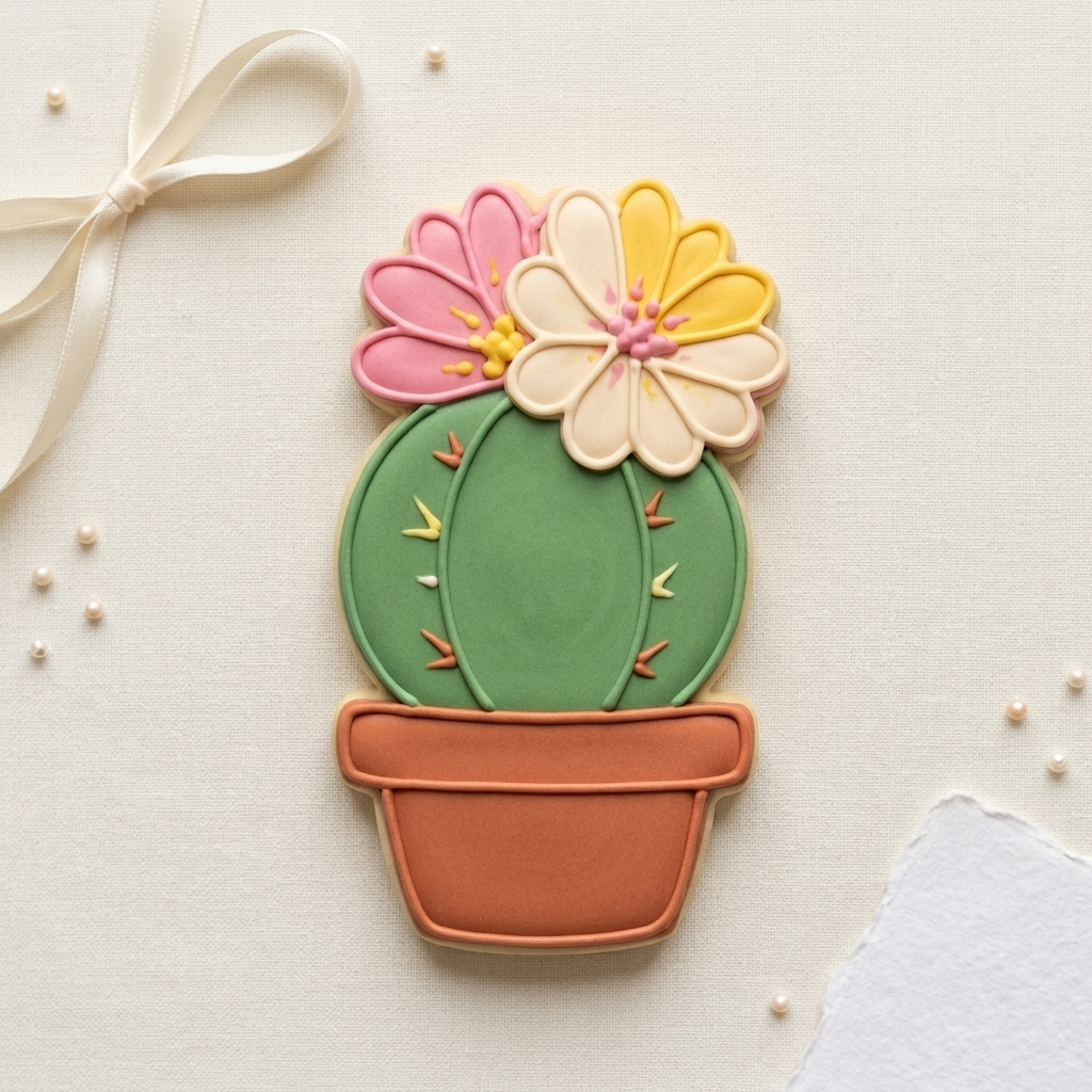 Cactus Flower Pot Cookie Cutter, 3D Printed Birthday Party Cutter