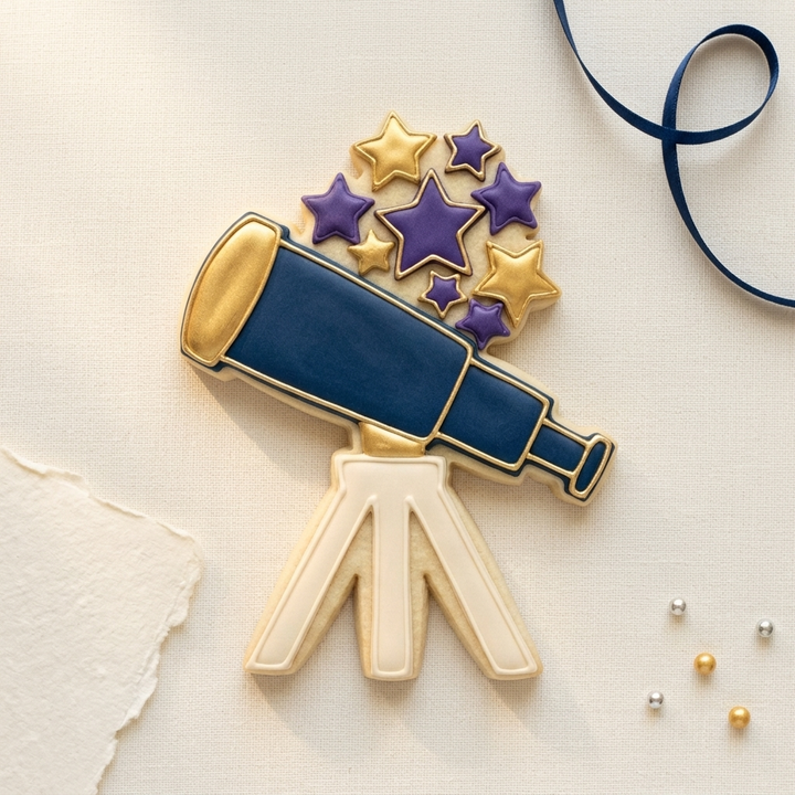 Starry Telescope Cookie Cutter, 3D Printed Birthday Party Cutter