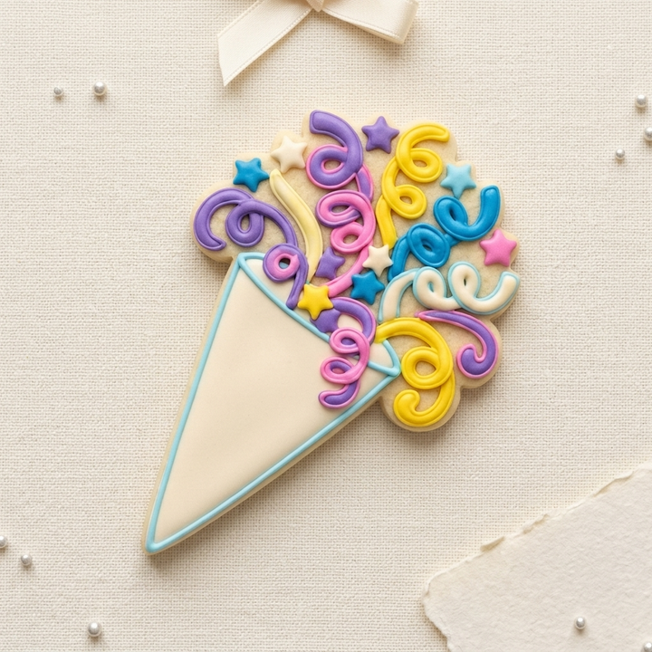 Party Streamer Cone Cookie Cutter, 3D Printed Birthday Party Cutter