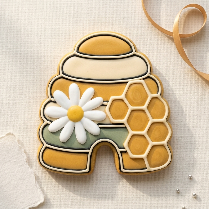 Bee Skep Flower Cookie Cutter, 3D Printed Food Theme Cutter