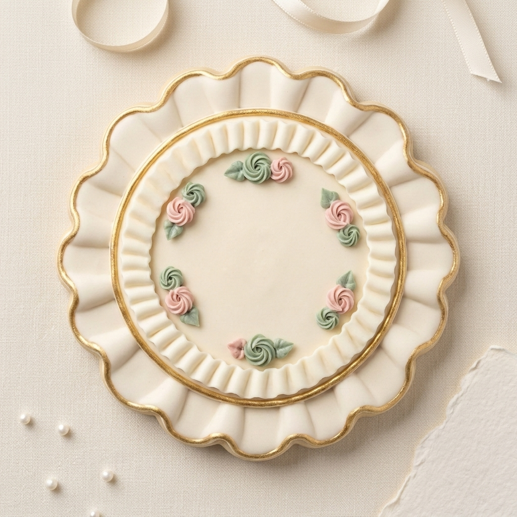 Ruffle Edge Circle Plaque Cookie Cutter, 3D Printed Wedding Cutter