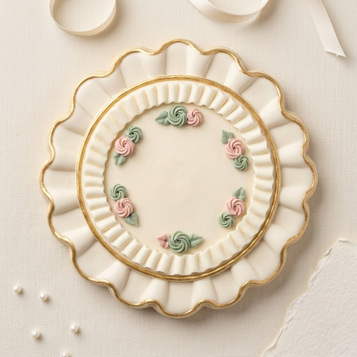 Ruffle Edge Circle Plaque Cookie Cutter, 3D Printed Wedding Cutter