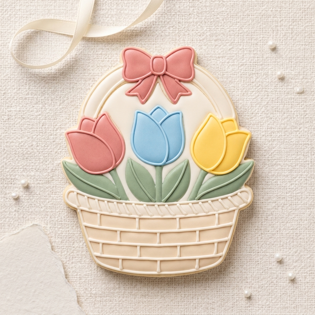 Tulip Basket Cookie Cutter, 3D Printed Easter Cutter