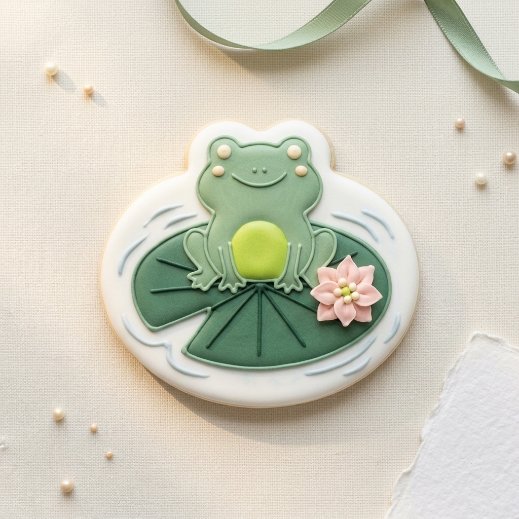 Frog on Lily Pad Cookie Cutter, 3D Printed Fairy Garden