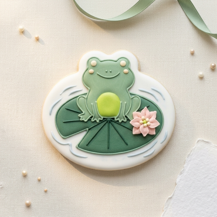 Frog on Lily Pad Cookie Cutter, 3D Printed Fairy Garden