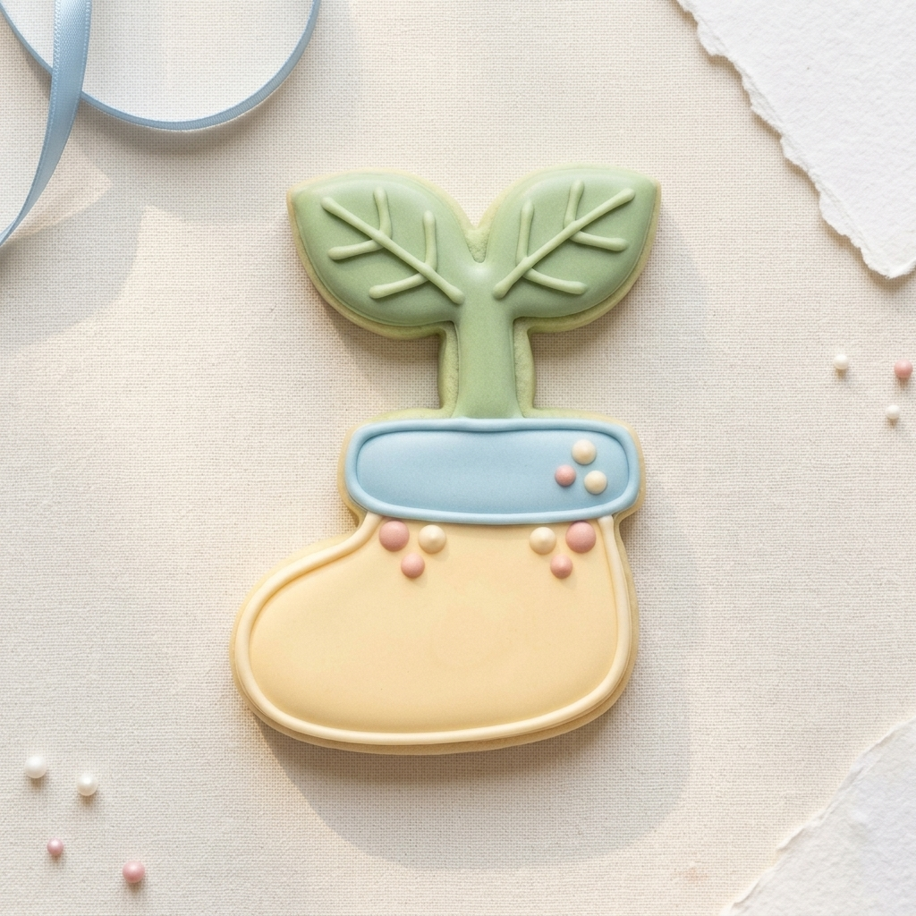 Spring Seedling Bootie Cookie Cutter, 3D Printed Baby Shower Cutter