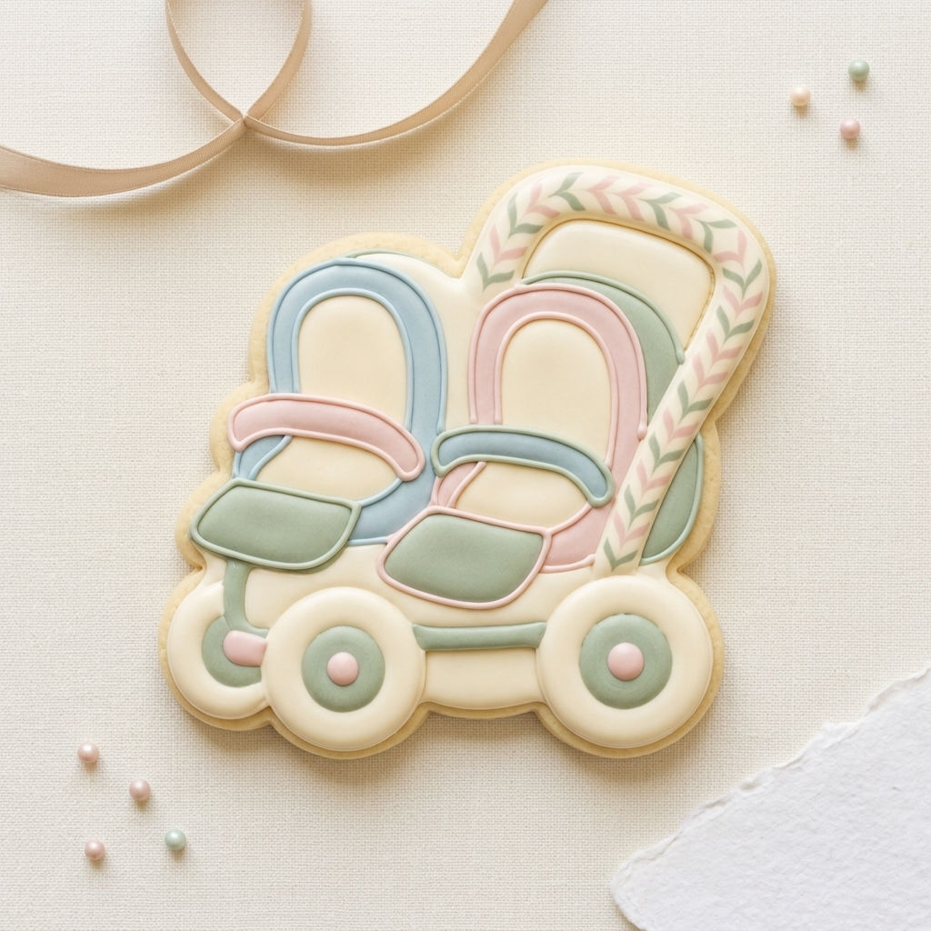 Twin Baby Stroller Cookie Cutter, 3D Printed Baby Shower Cutter