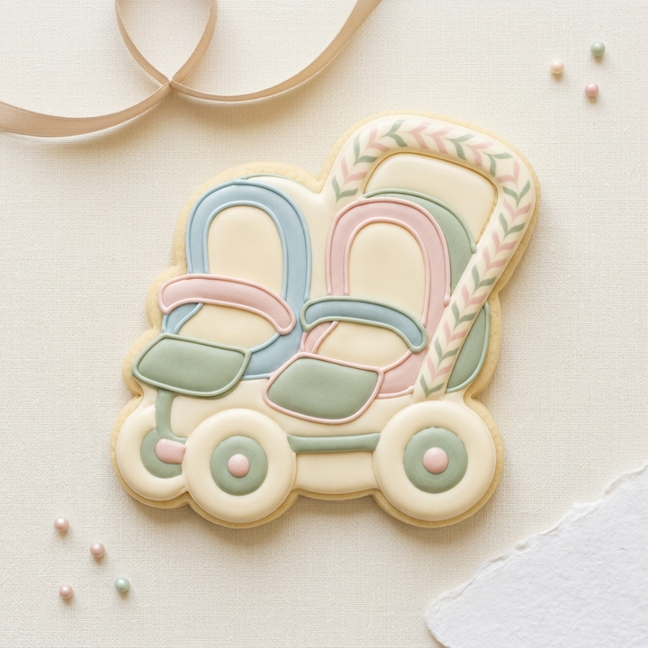 Twin Baby Stroller Cookie Cutter, 3D Printed Baby Shower Cutter