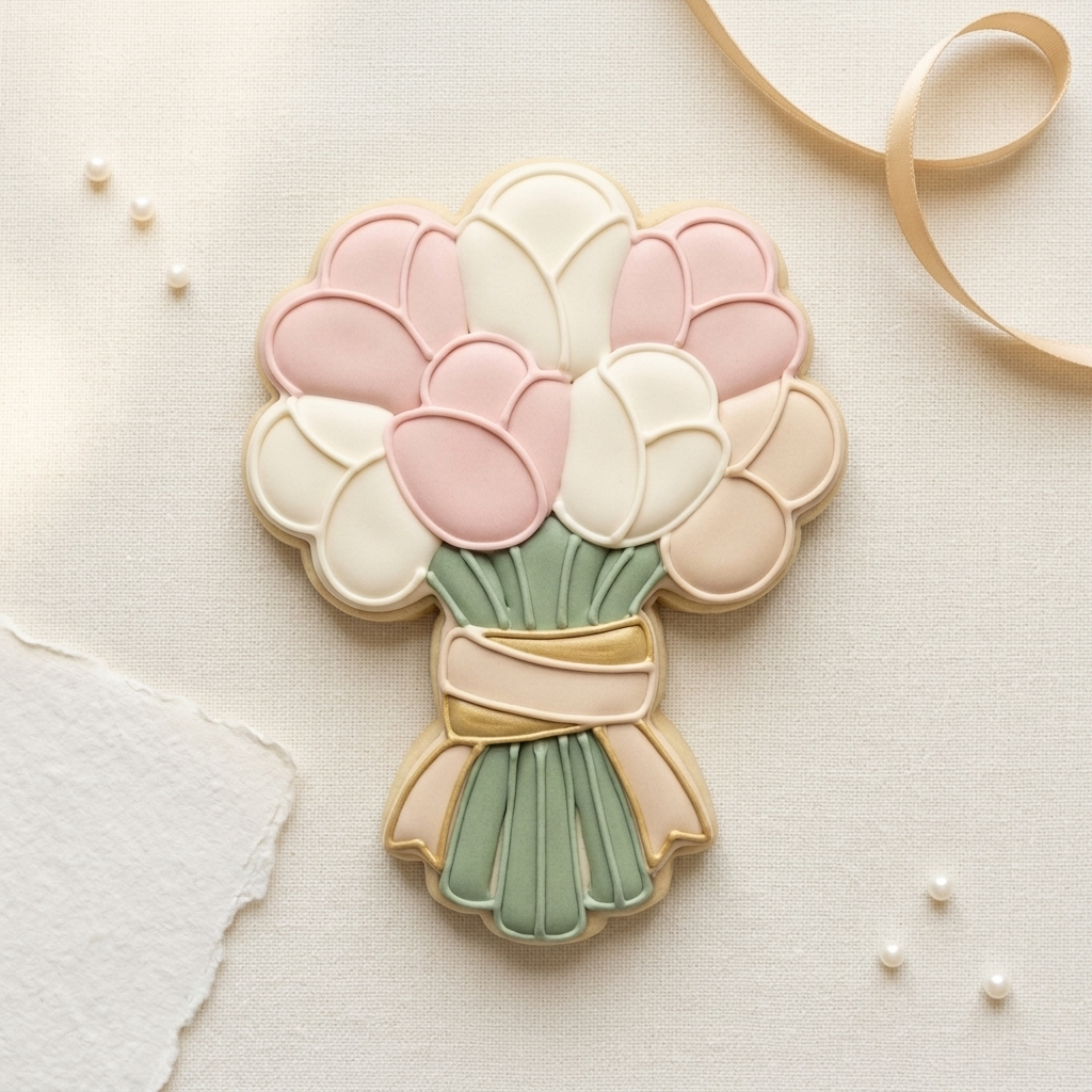 Bouquet Ribbon Wrap Cookie Cutter, 3D Printed Wedding Cutter
