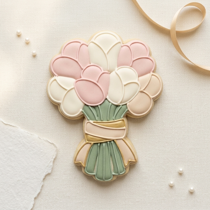 Bouquet Ribbon Wrap Cookie Cutter, 3D Printed Wedding Cutter