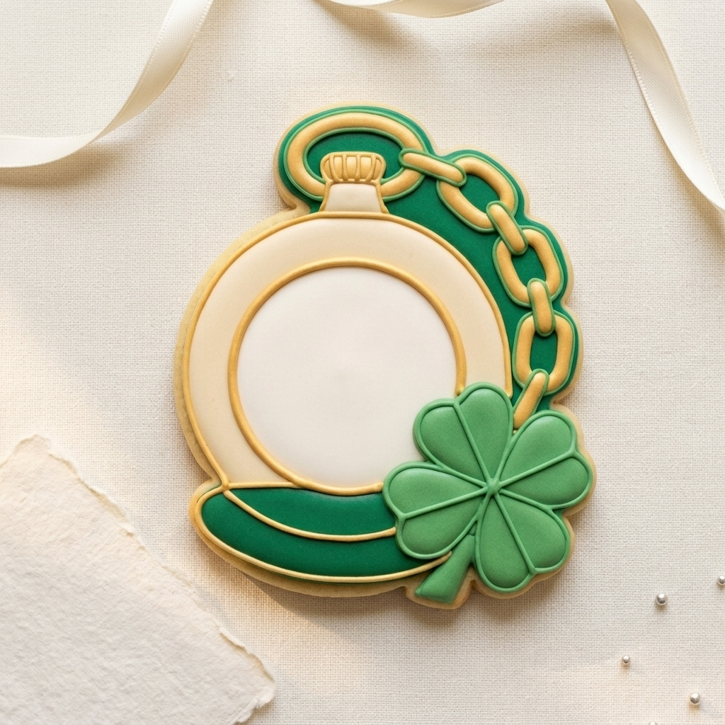 Clover Pocket Watch Cookie Cutter, 3D Printed St Patricks Day Cutter