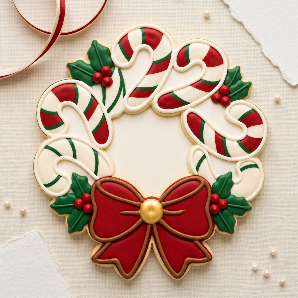 Candy Cane Wreath Cookie Cutter, 3D Printed South Asian Festival Cutter