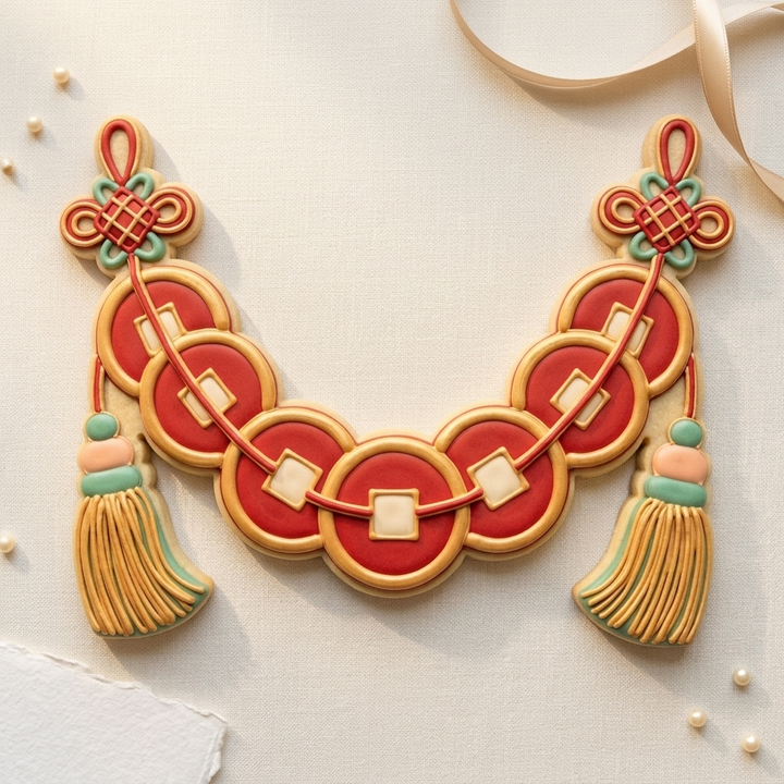 Lunar Lucky Coin Garland Cookie Cutter, 3D Printed Lunar New Year Cutter