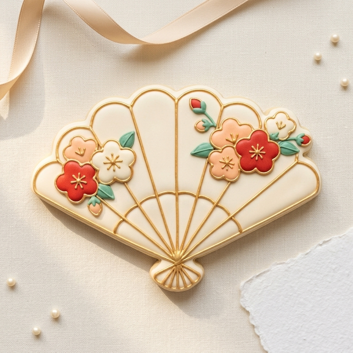 Plum Blossom Fan Cookie Cutter, 3D Printed Lunar New Year Cutter