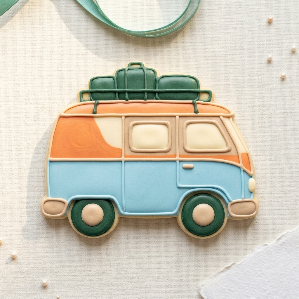 Road Trip Camper Van Cookie Cutter, 3D Printed Travel Theme Cutter