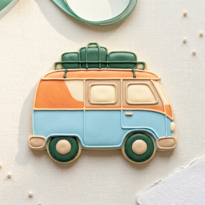 Road Trip Camper Van Cookie Cutter, 3D Printed Travel Theme Cutter