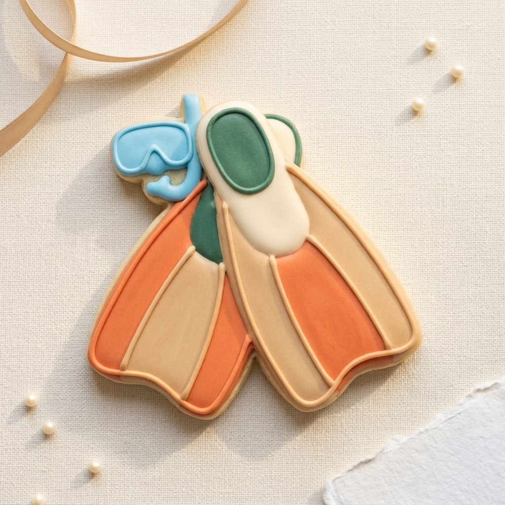 Snorkel Fins Cookie Cutter, 3D Printed Travel Theme Cutter