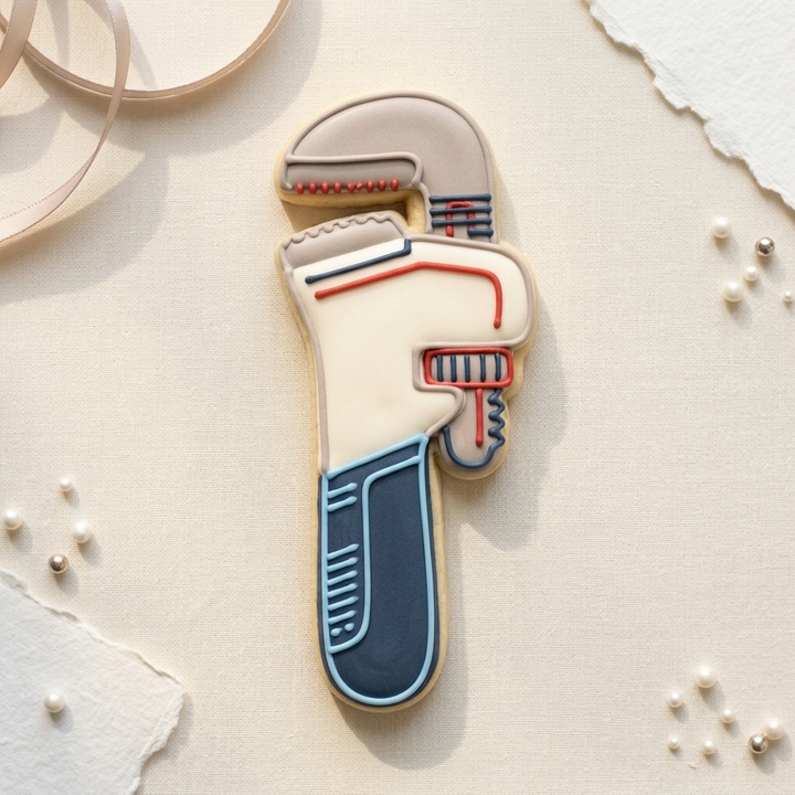 Plumber Pipe Wrench Cookie Cutter, 3D Printed Birthday Party Cutter