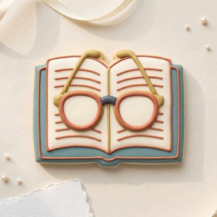 Reading Glasses Book Cookie Cutter, 3D Printed Food Theme Cutter