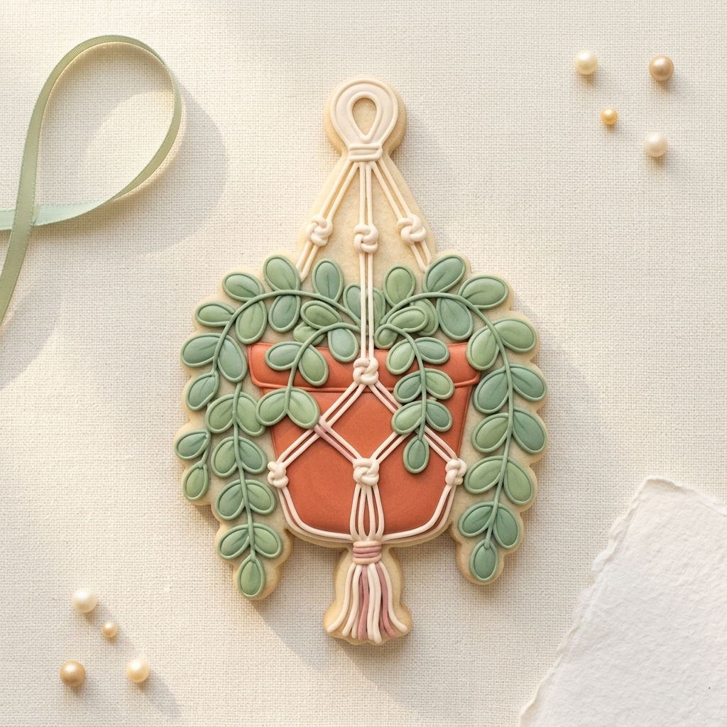 Hanging Plant Macrame Cookie Cutter, 3D Printed Garden Theme Cutter