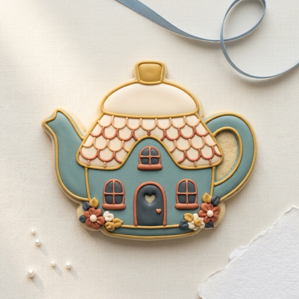 Cottagecore Teapot House Cookie Cutter, 3D Printed Birthday Party Cutter