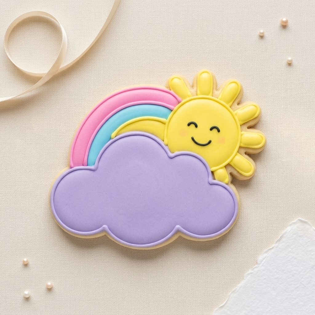 Rainbow Cloud Sun Cookie Cutter, 3D Printed Baby Shower Cutter