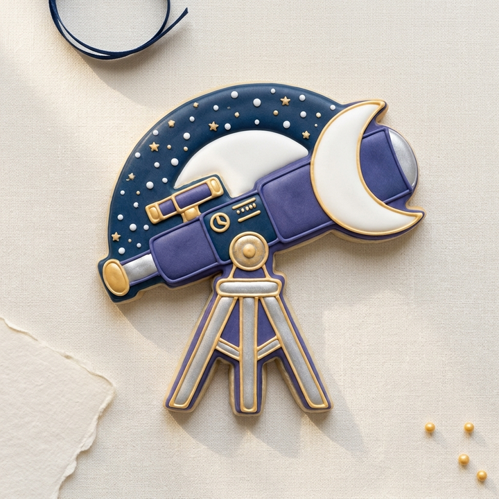 Astronomy Telescope Moon Cookie Cutter, 3D Printed STEM Theme Cutter