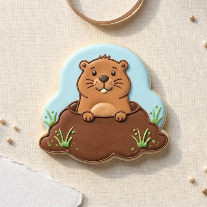 Groundhog Peekaboo Burrow Cookie Cutter, 3D Printed South Asian Festival Cutter