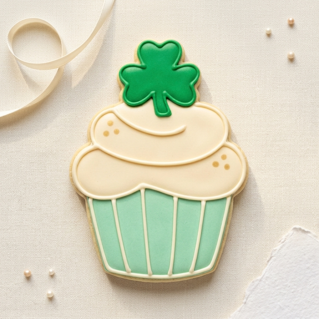 Shamrock Cupcake Cookie Cutter, 3D Printed St Patricks Day Cutter