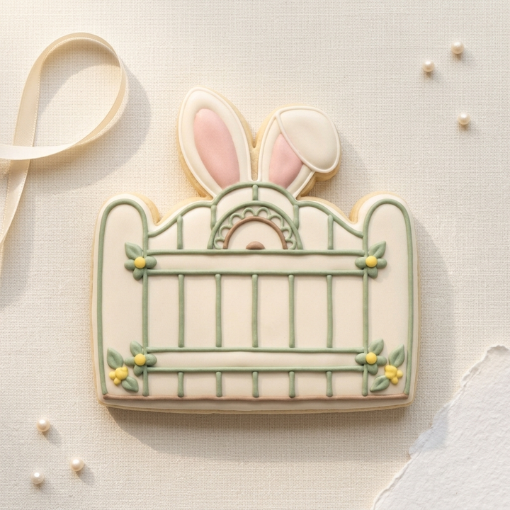 Bunny Garden Gate Cookie Cutter, 3D Printed Baby Shower Cutter