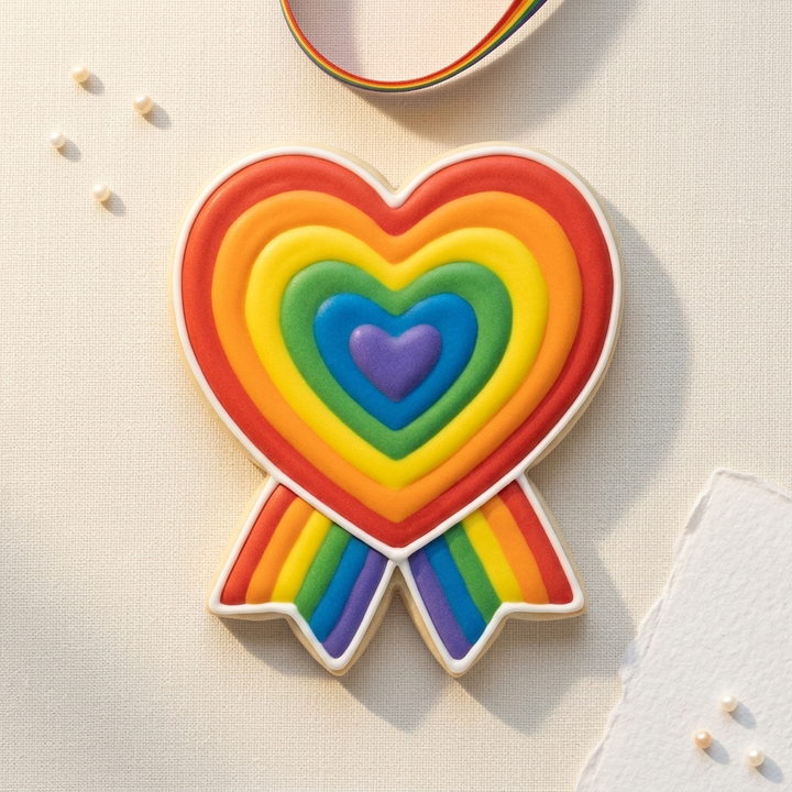 Pride Rainbow Heart Badge Cookie Cutter, 3D Printed Birthday Party Cutter
