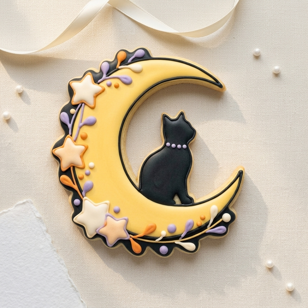 Halloween Cat Moon Wreath Cookie Cutter, 3D Printed Thanksgiving Cutter