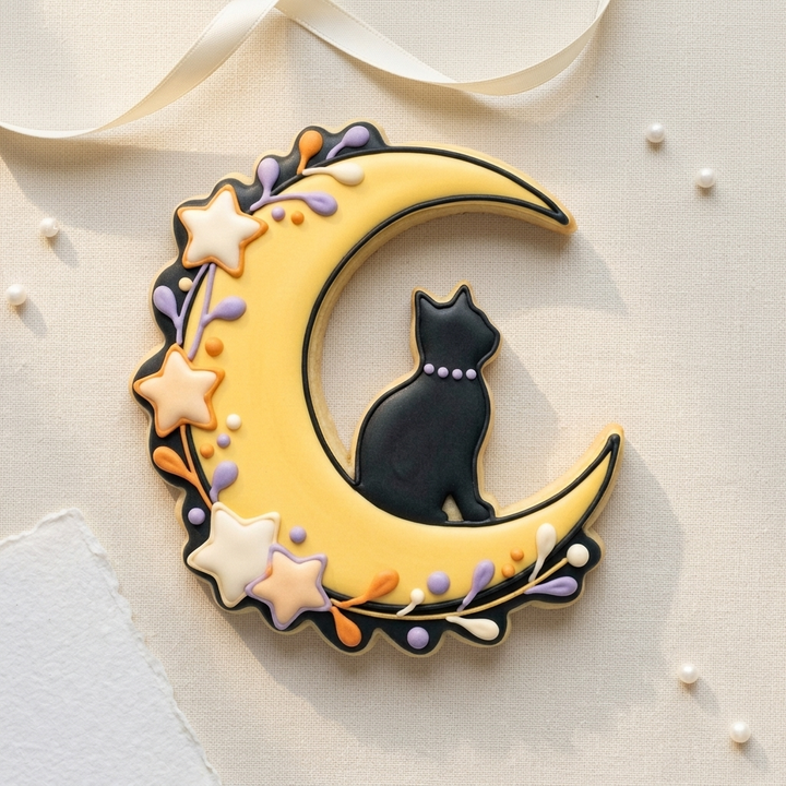 Halloween Cat Moon Wreath Cookie Cutter, 3D Printed Thanksgiving Cutter