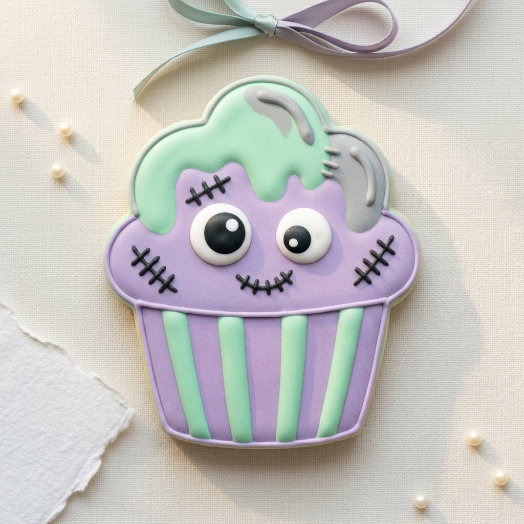 Friendly Zombie Cupcake Cookie Cutter, 3D Printed Halloween Cutter