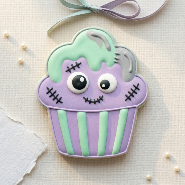 Friendly Zombie Cupcake Cookie Cutter, 3D Printed Halloween Cutter